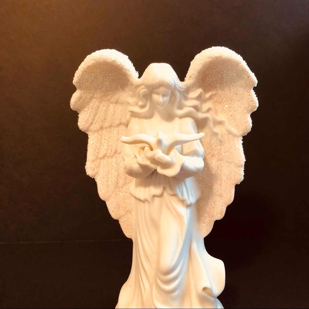 White Angel with Glitter Wings and Dove